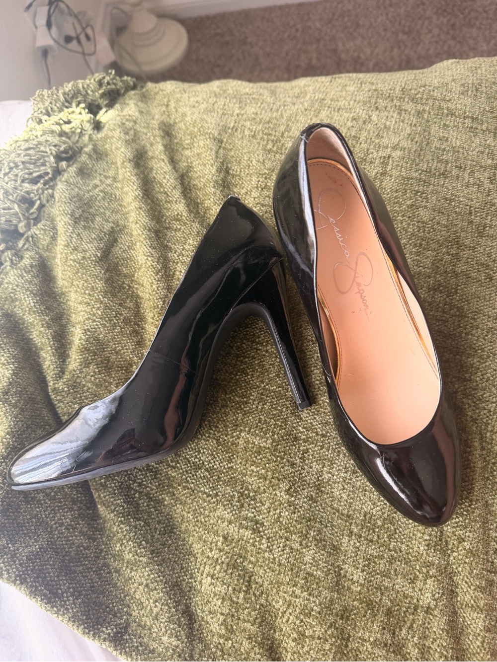 Jessica Simpson Black Patent Pointed-Toe Stiletto Pumps